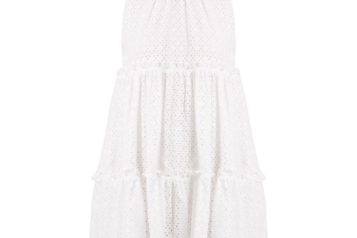 Mini Ruffle-Trimmed Broderie-Anglaise Cotton Dress