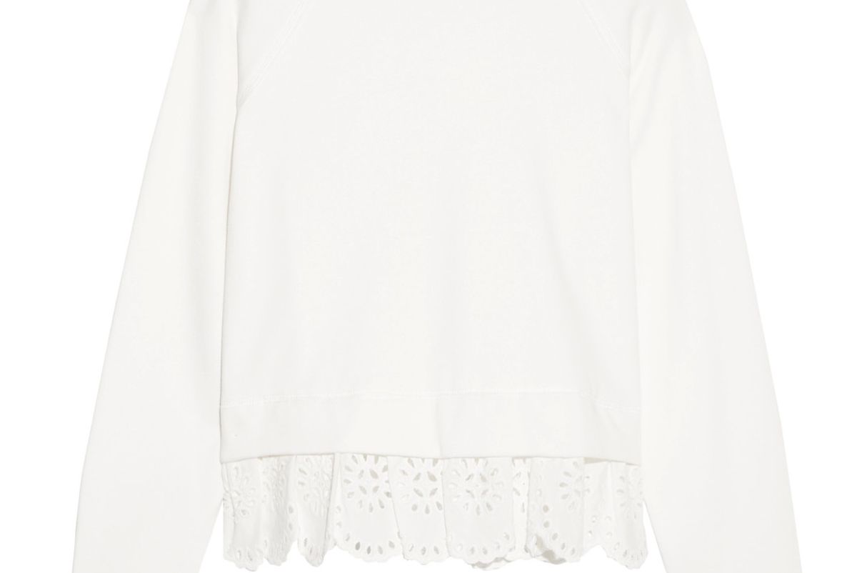 Cotton-Jersey and Broderie Anglaise Sweatshirt