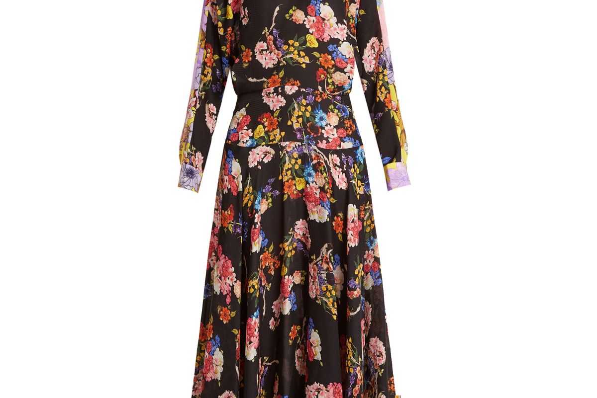 Imogen Floral-Print Hammered-Silk Dress