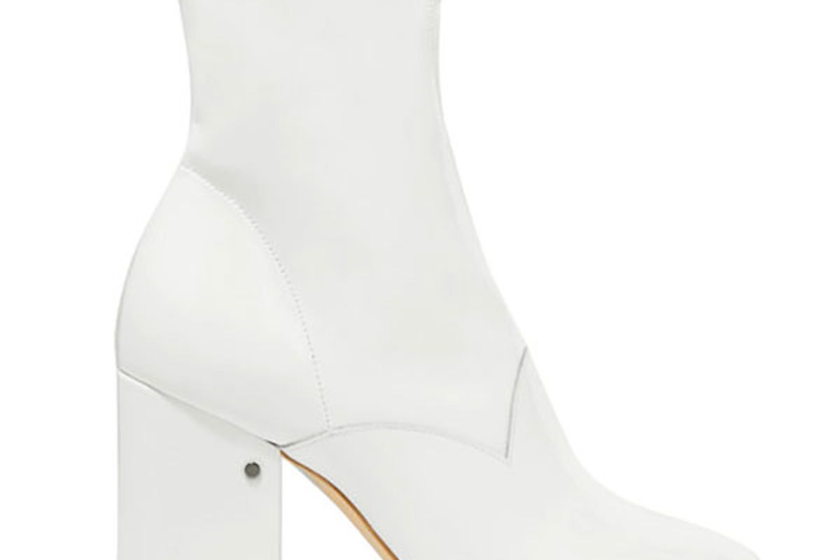 Plume patent-leather ankle boots