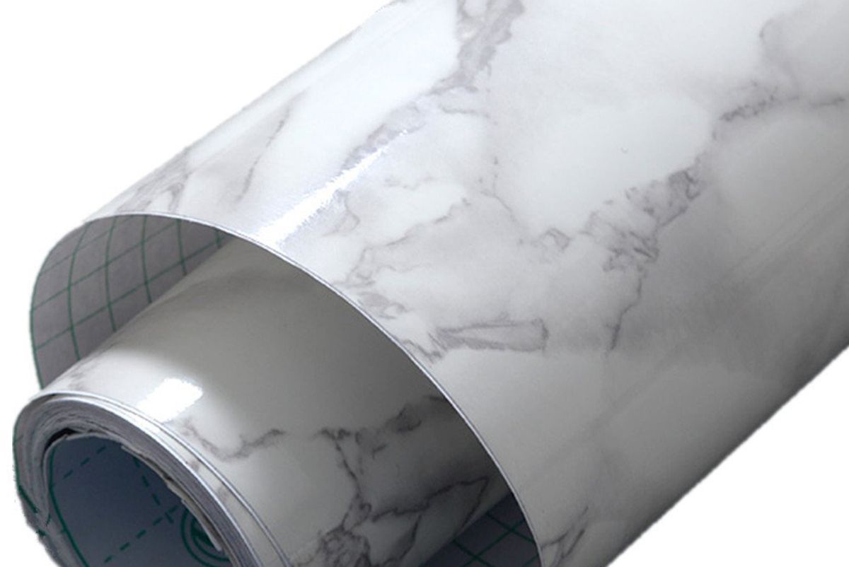 Grey Granite Look Marble Gloss Film Vinyl Self Adhesive Counter Top Peel and Stick Wall Decal