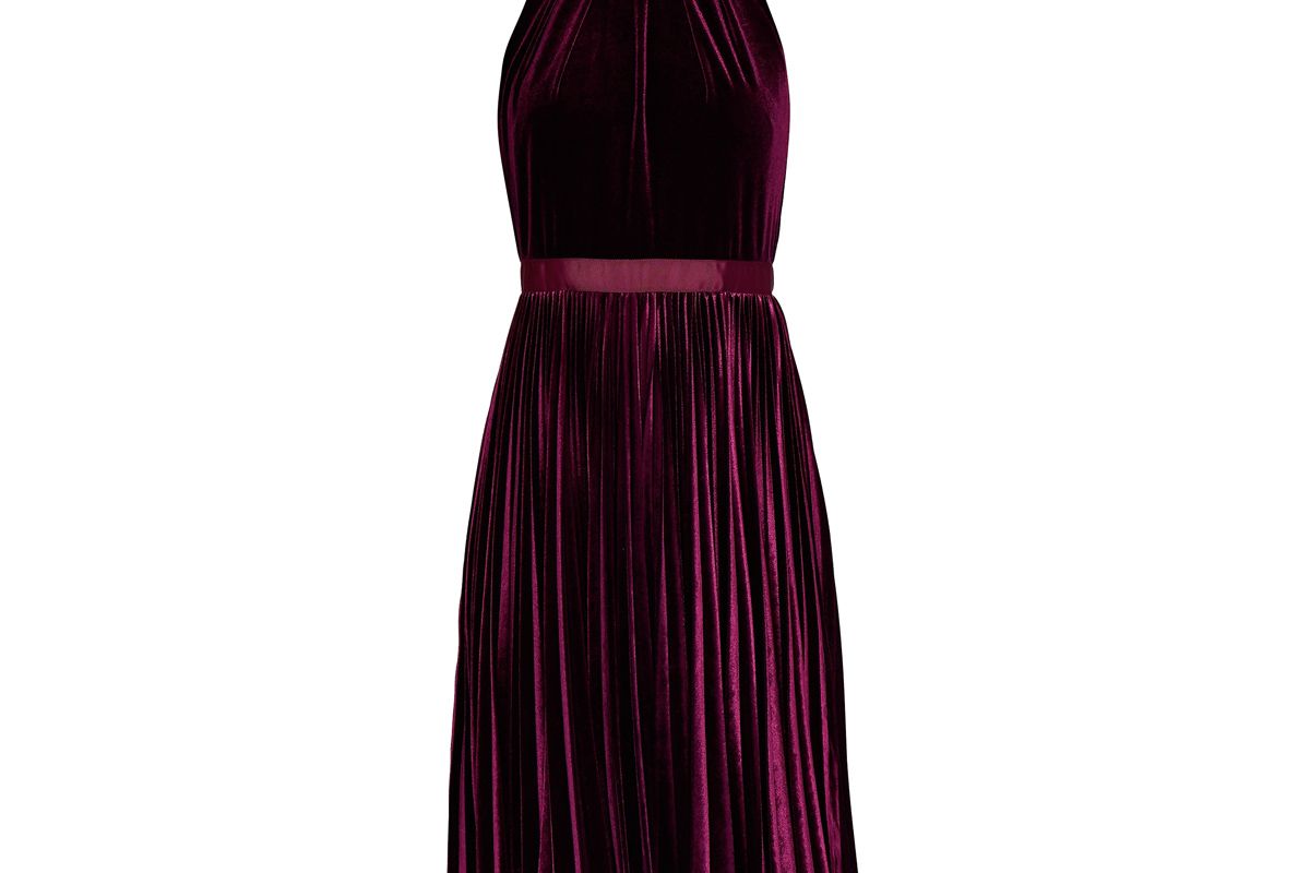 Cornela Pleated Velvet Midi Dress
