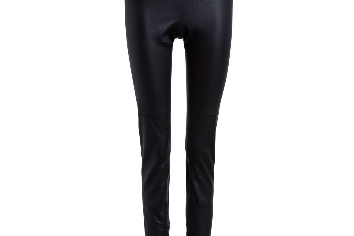 Zip Ankle Stretch Leather Legging