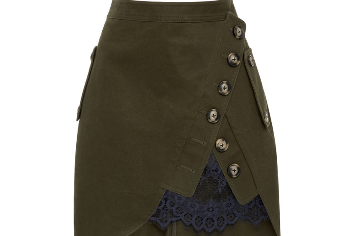 Lace-Paneled Mini Skirt