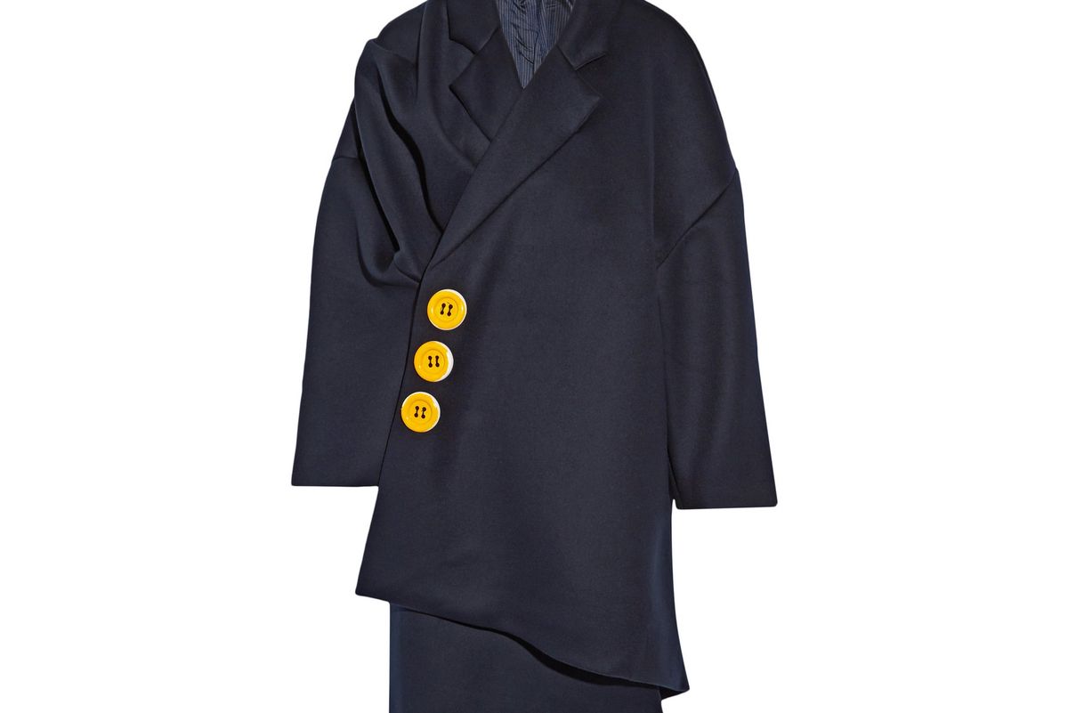 Oversized embellished wool-crepe coat
