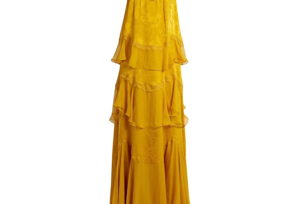 Ruffled Silk-Chiffon Gown