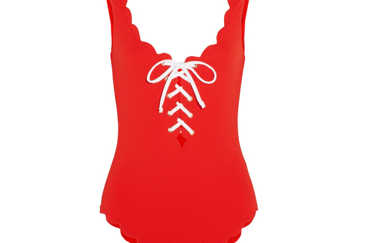 Palm Springs Lace-Up Scalloped Swimsuit
