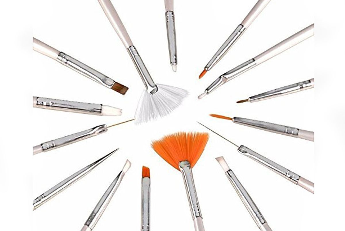 20pc Nail Art Manicure Pedicure Beauty Painting Polish Brush and Dotting Pen Tool Set for Natural, False, Acrylic and Gel Nails