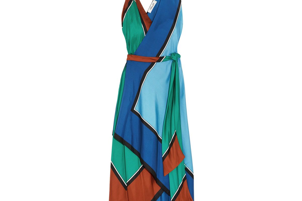Asymmetric Printed Silk Maxi Dress