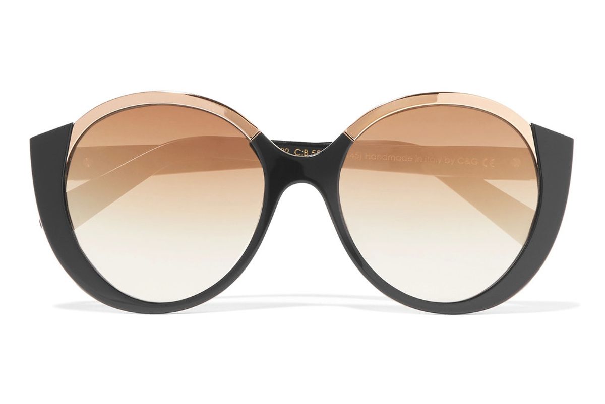 Round-Frame Acetate and Gold-Tone Sunglasses