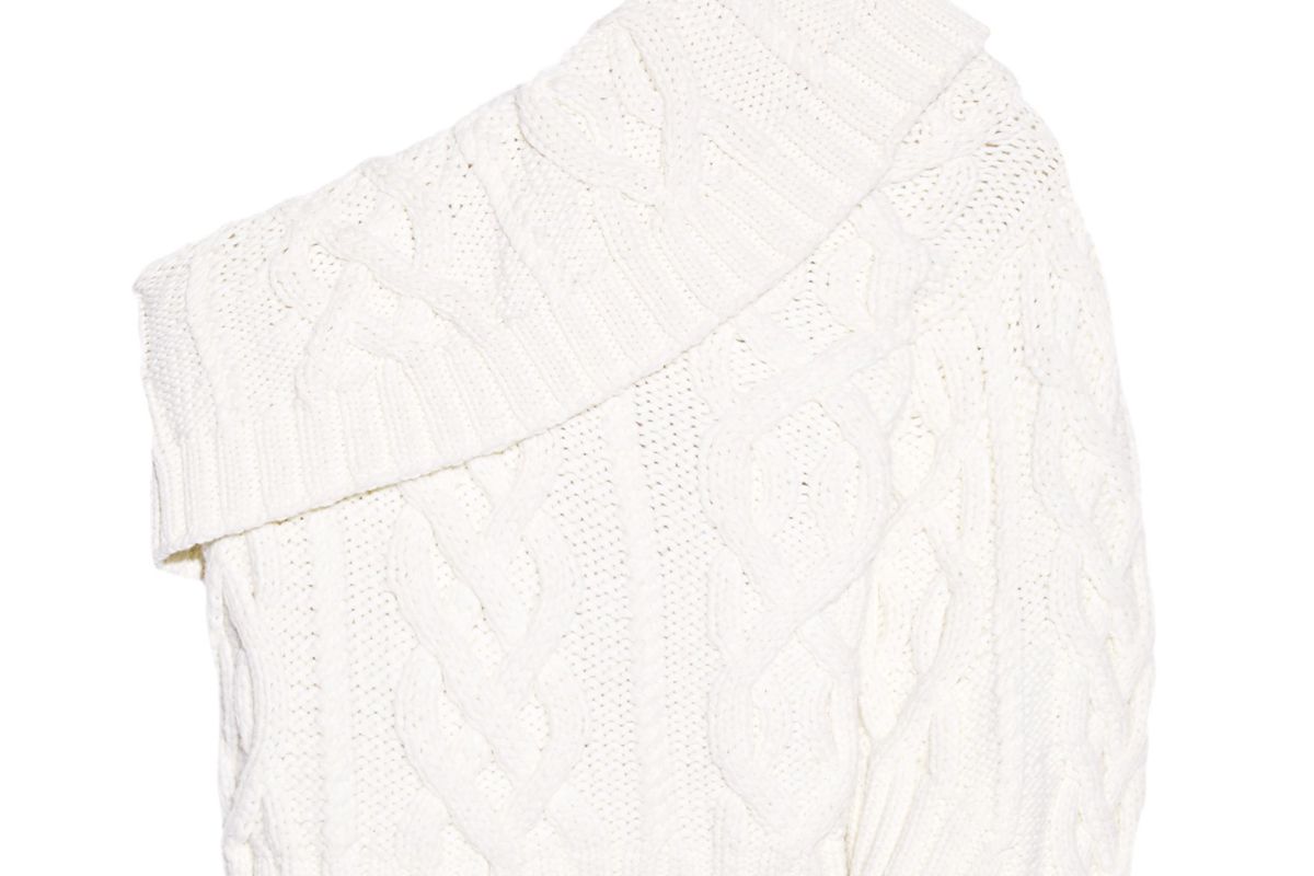 One-Shoulder Cable-Knit Wool-Blend Sweater
