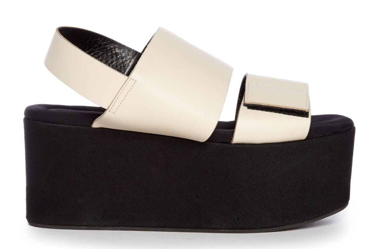 Leather and Canvas Flatform Sandals