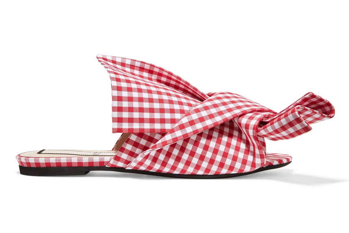 Knotted Gingham Twill Sandals