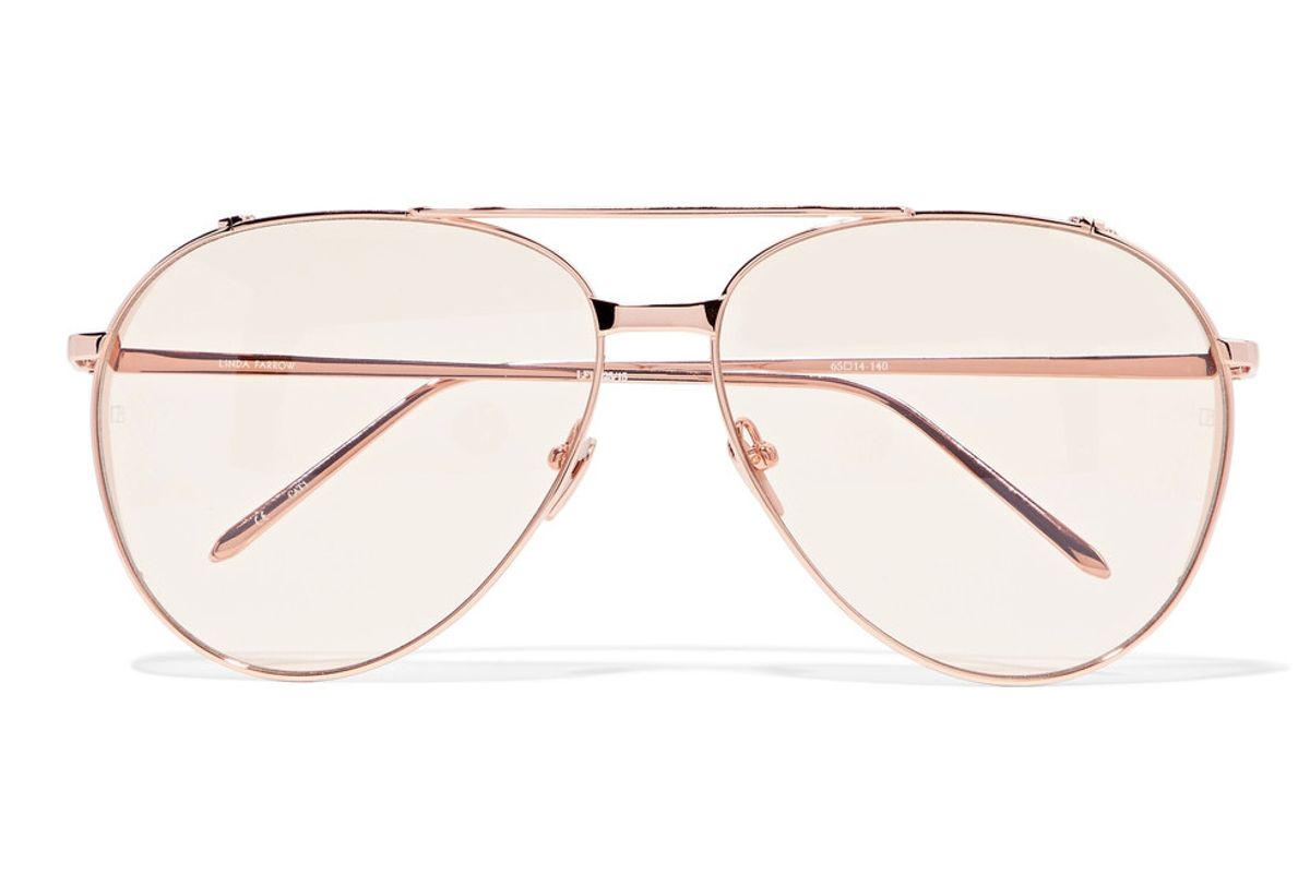 Aviator-Style Rose Gold-Plated Sunglasses