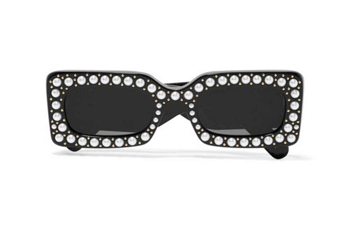 Embellished Square-frame Acetate Sunglasses