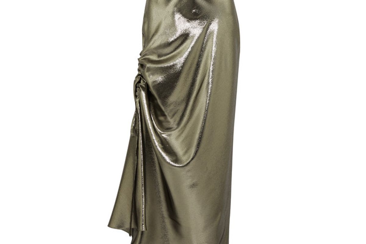 Laura Asymmetric Ruched Silk-blend Lamé Skirt
