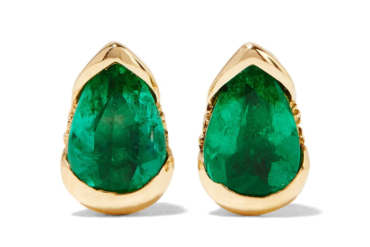Bloom 18-karat gold, emerald and diamond earrings