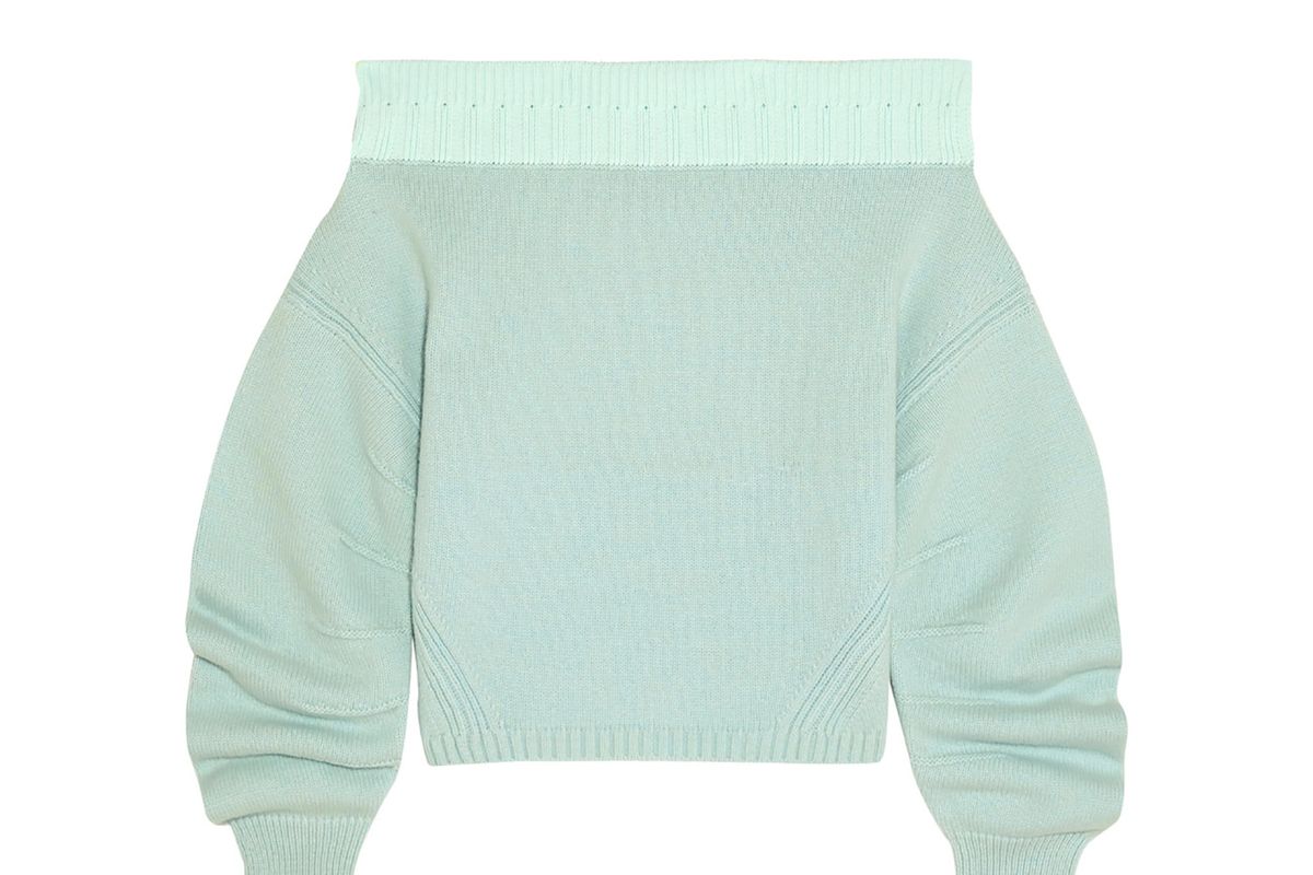Off-the-shoulder wool-blend sweater