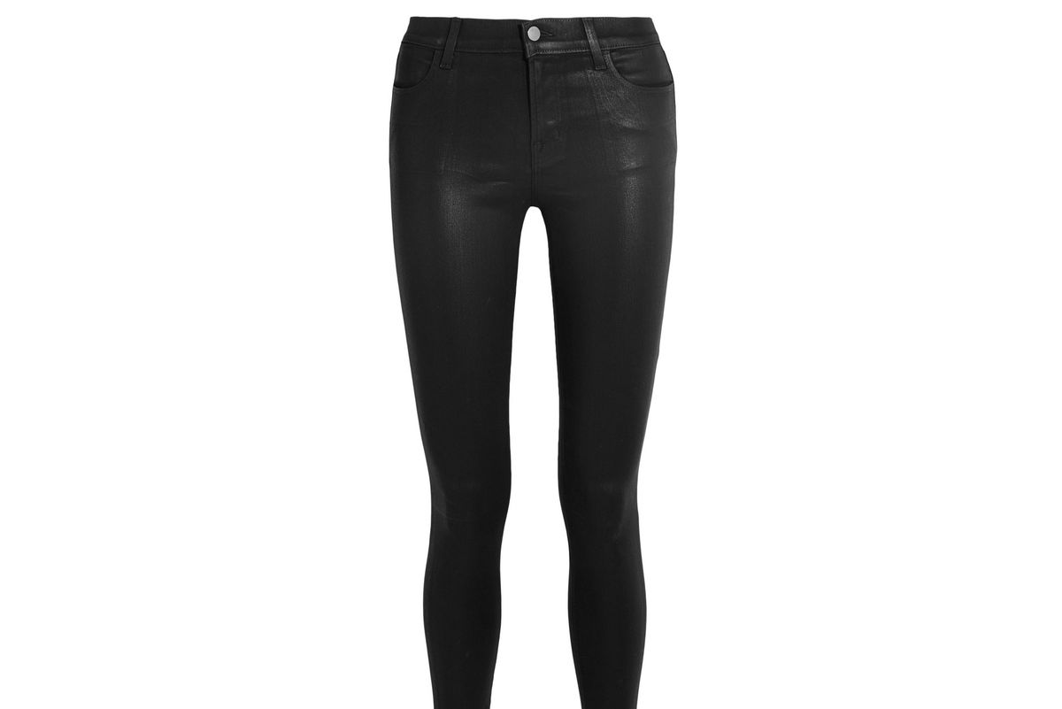620 Super Skinny coated mid-rise jeans