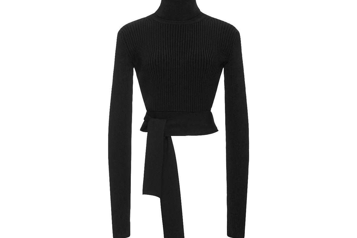 Knit Turtleneck With Back Tie Cutout
