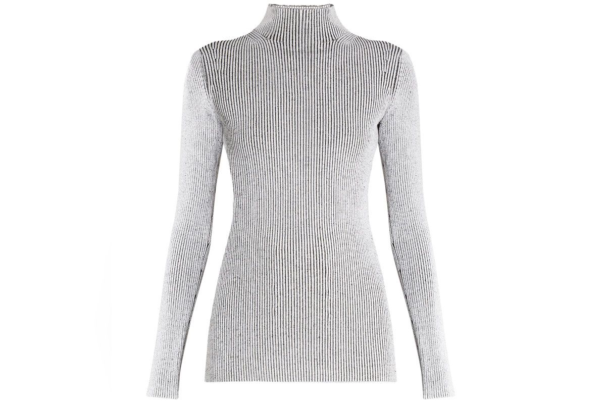 High-Neck Ribbed-Knit Sweater