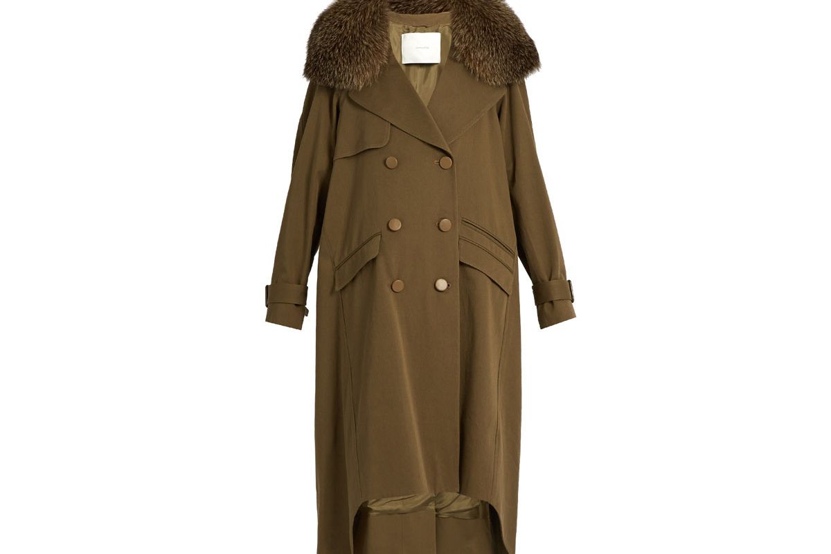 Detachable Fur-Collar Cotton Parka Coat