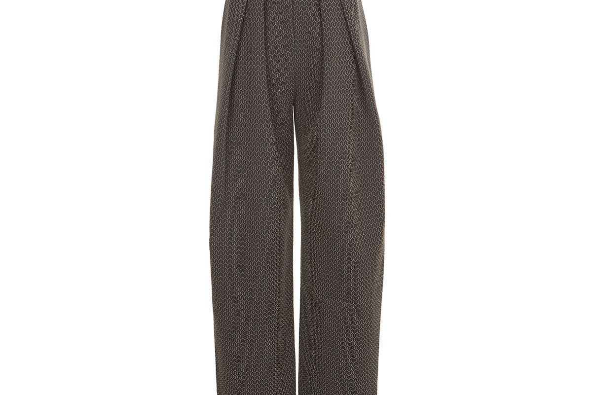 Grey Lurex Patterned High Waist Trousers