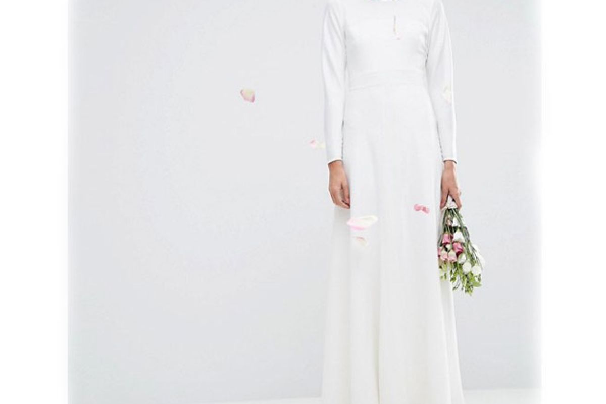 Bridal Panelled Seamed Fishtail Maxi Dress