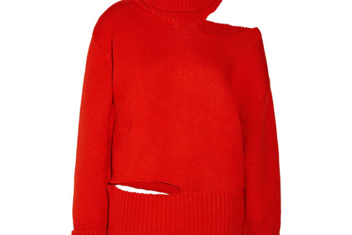 Cutout wool turtleneck sweater