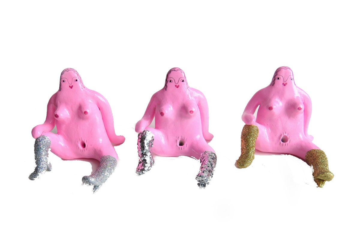 Rude Nude Lady Incense Holder with Glittery Boots