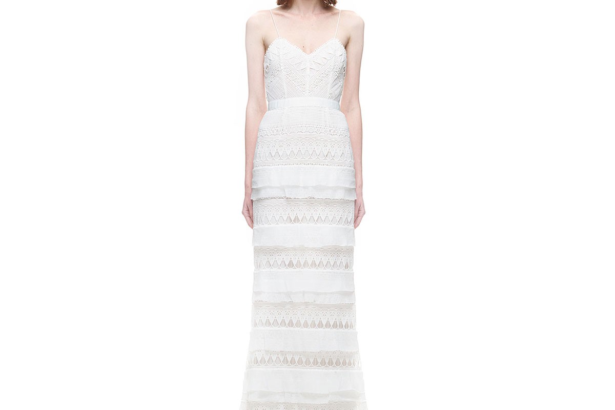 Penelope Tiered Teardrop Lace Gown
