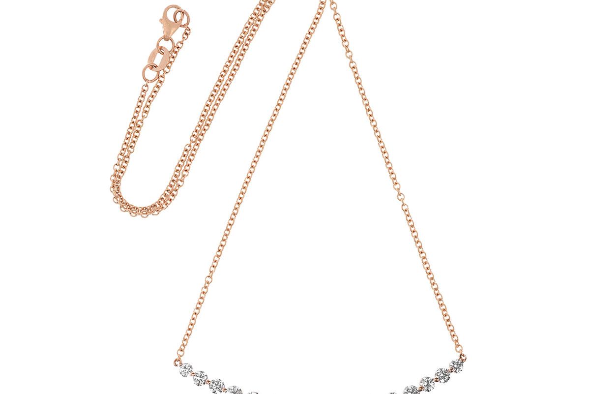 Large Crescent 18-Karat Rose Gold Diamond Necklace