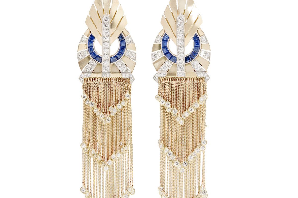 Collection 1940s 18-Karat Gold, Sapphire and Diamond Clip Earrings