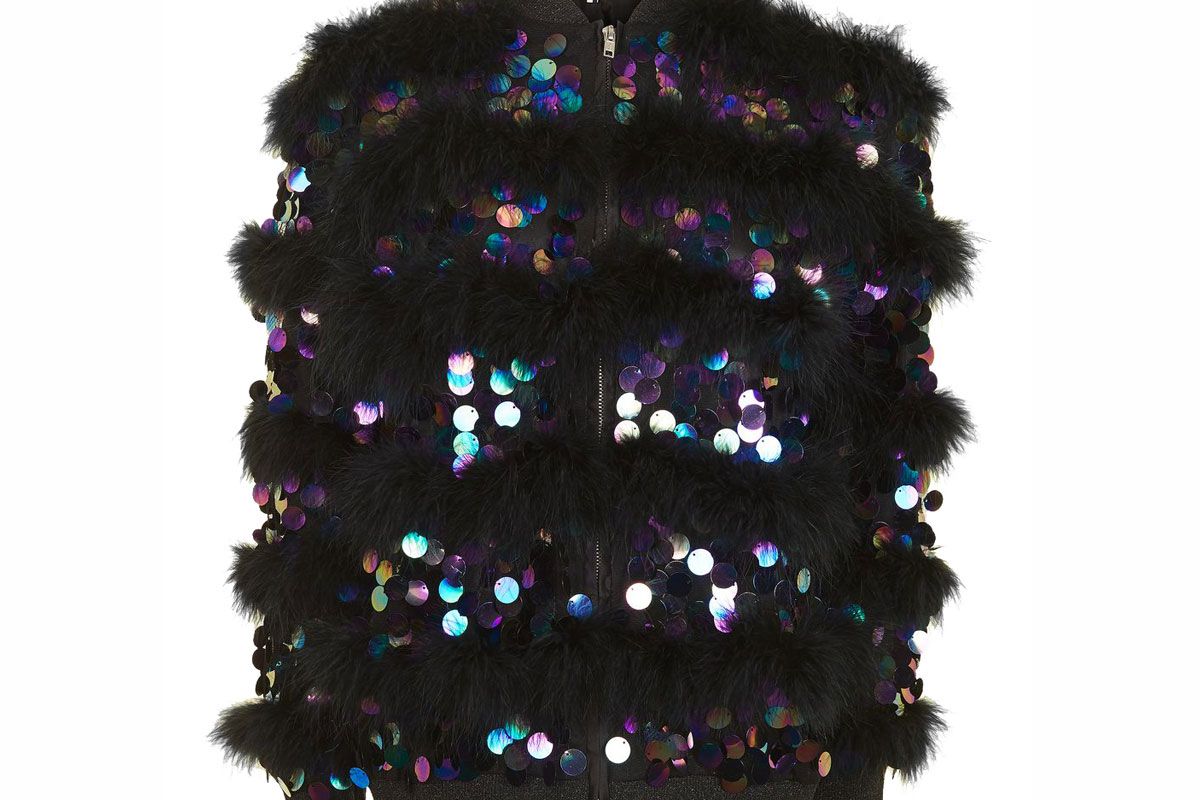 Sequin Marabou Feather Jacket
