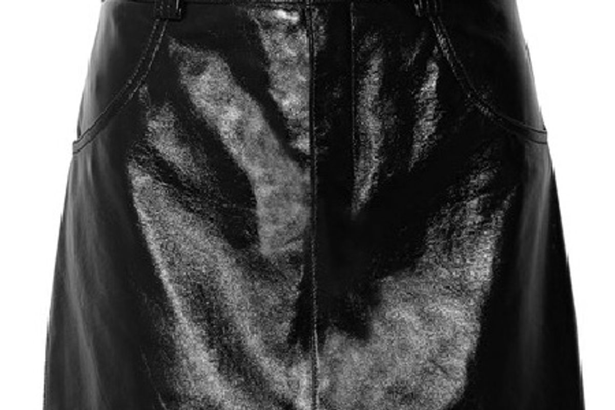 Glossed-leather mini skirt