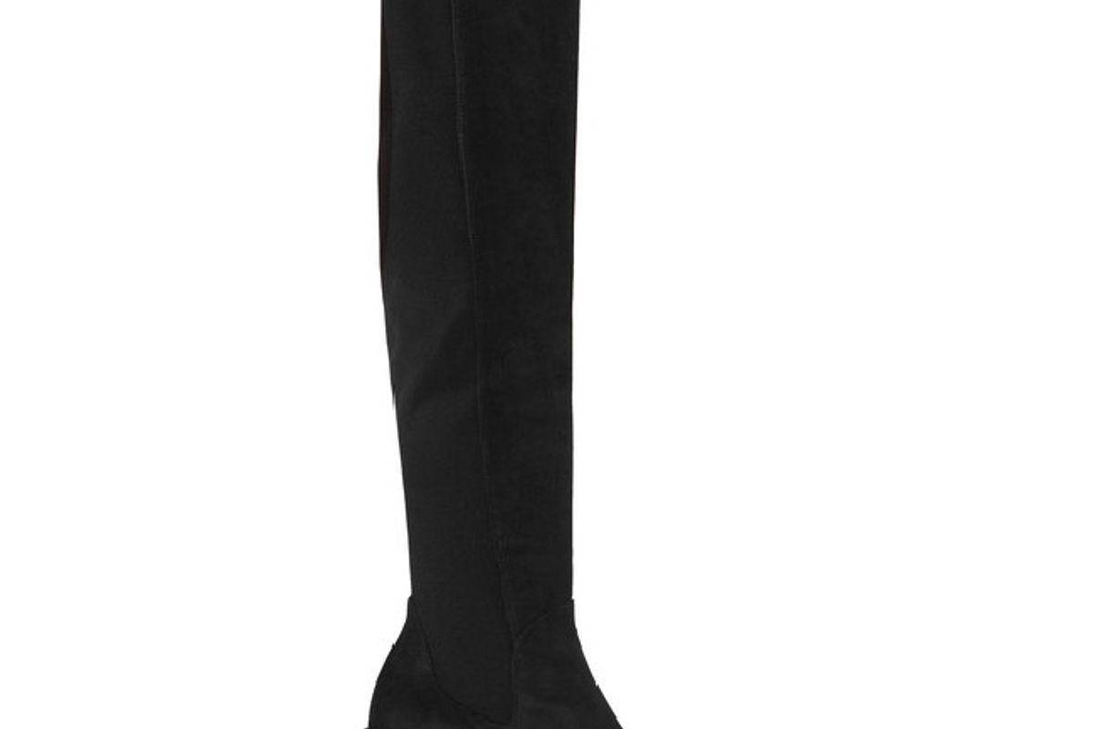 Halftime suede and stretch-crepe over-the-knee boots