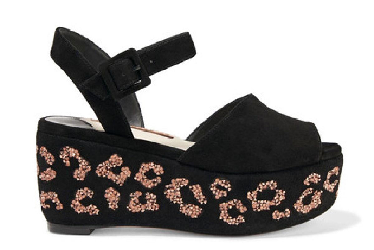 Suki crystal-embellished suede platform sandals