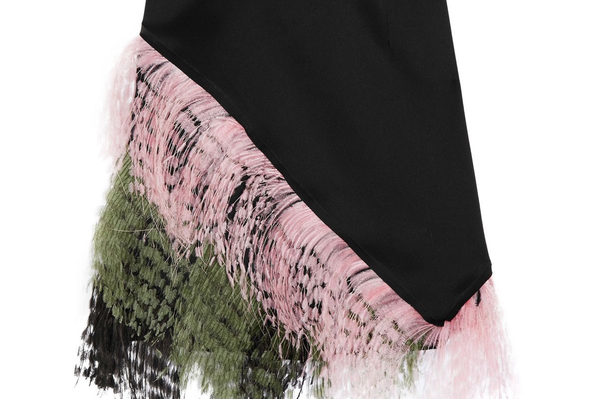 Feather-Trimmed Crepe de Chine Mini Skirt