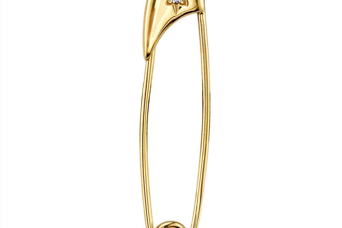 Diamond Star Safety Pin Earring