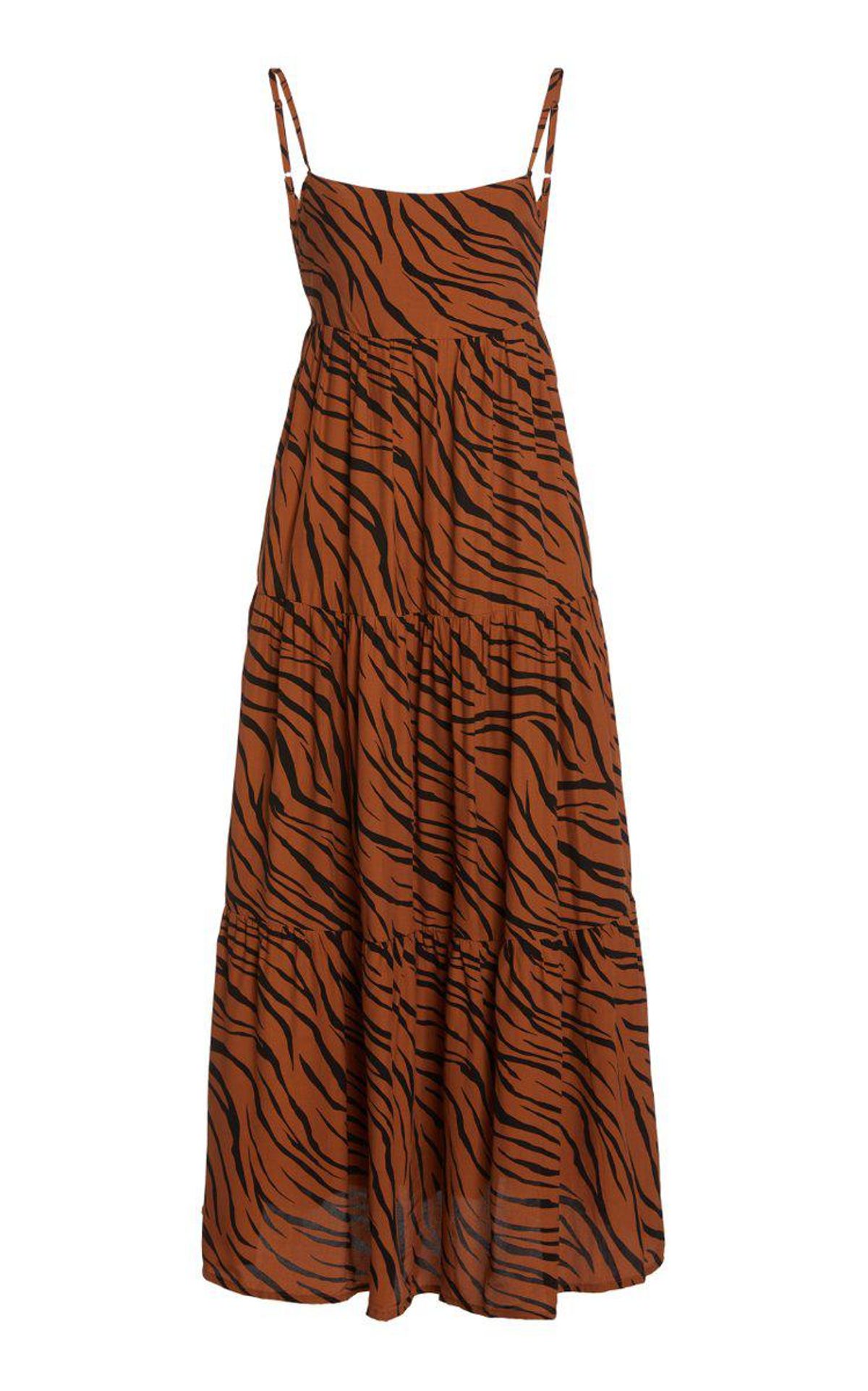 Corvina Tiger-Print Crepe Tiered Midi Dress