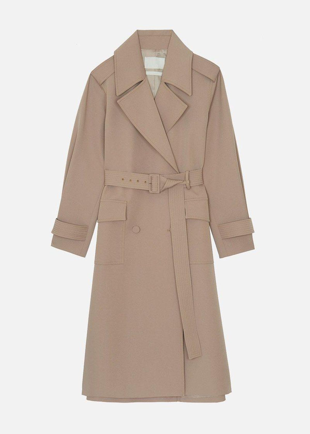 Gabardine Double-Breasted Suit Trench in Safari