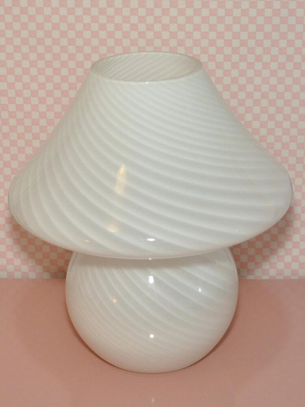 14” White Murano Mushroom Lamp
