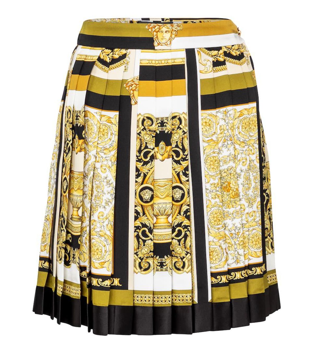 Barocco Mosaic Pleated Silk Miniskirt