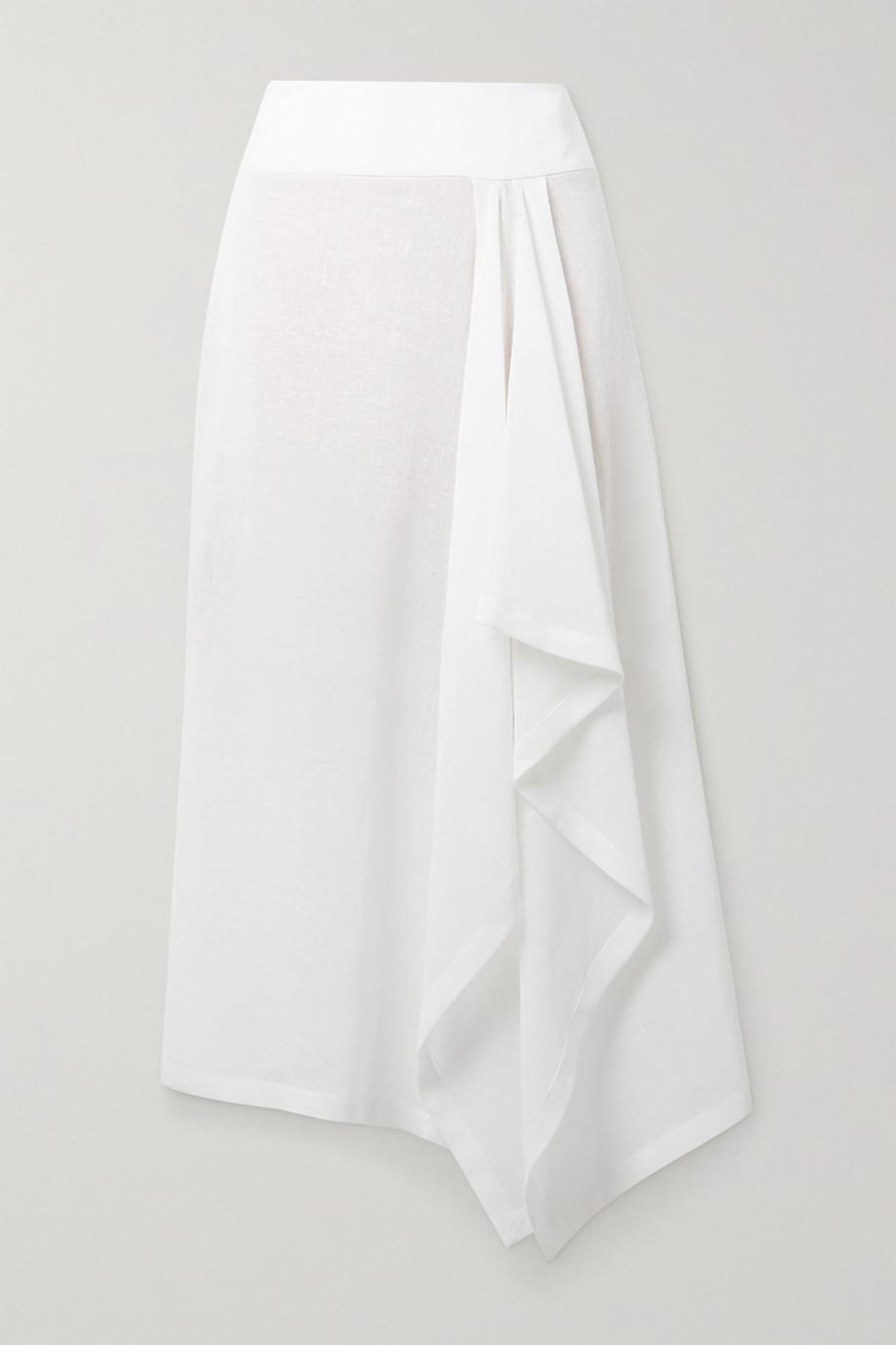 Collection Asymmetric Draped Linen Gauze Midi Skirt