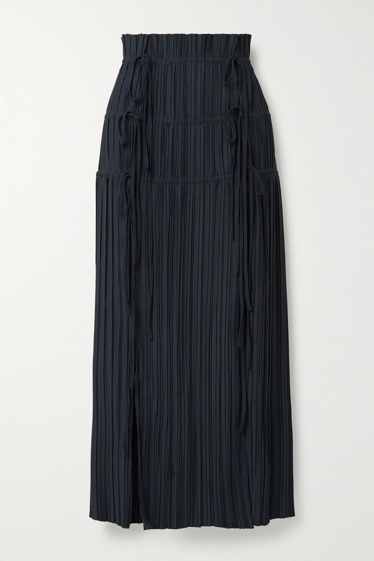 Tie-Detailed Plisse Crepe Maxi Skirt