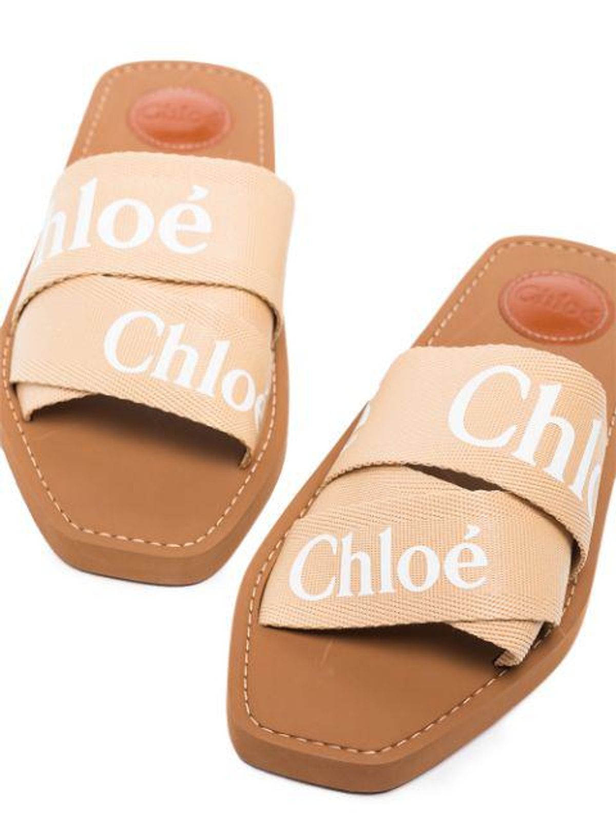 Woody Logo Strap Sandals in Soft Tan