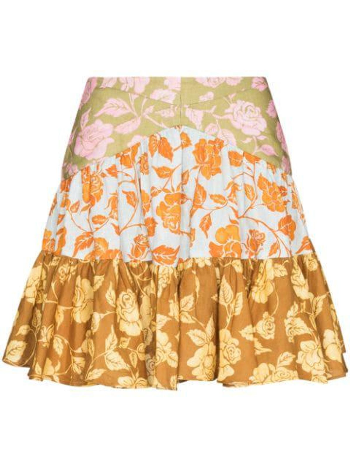 Lovestruck Rose-Print Tiered Mini Skirt