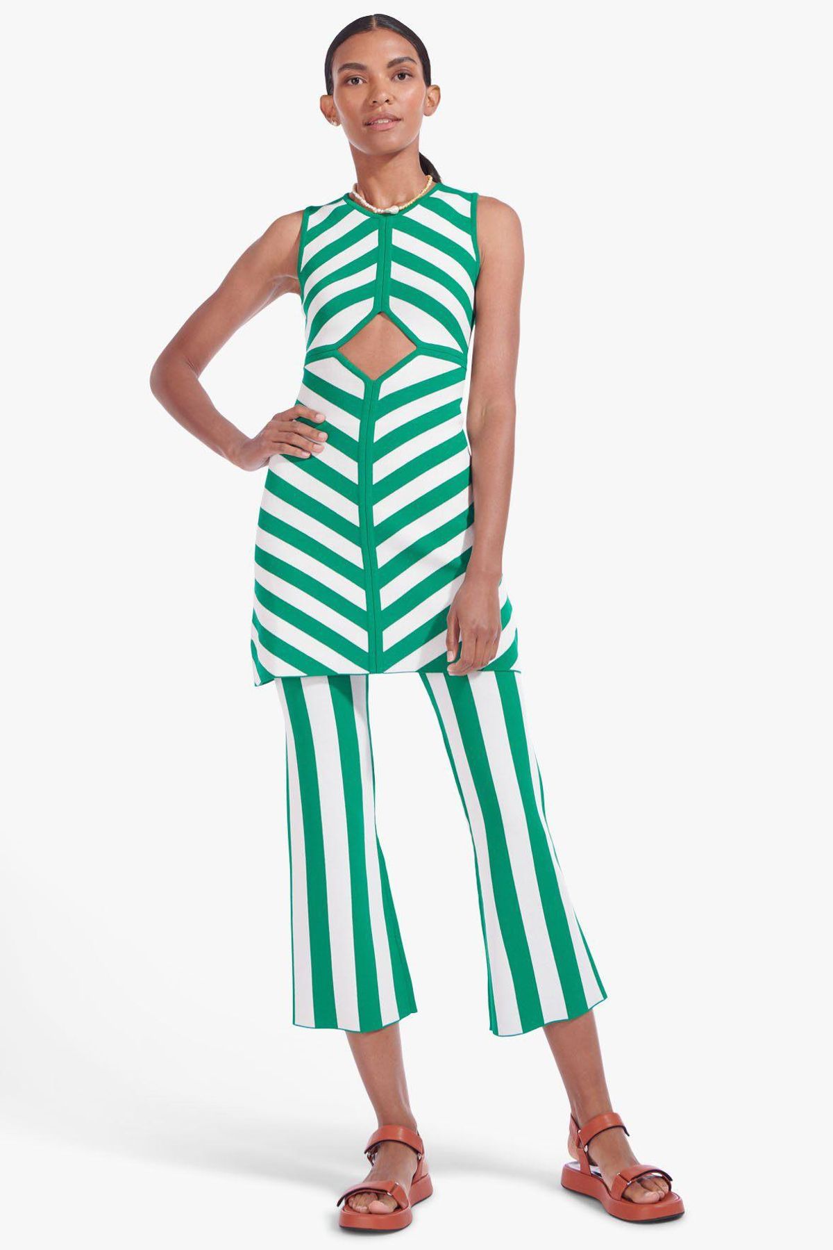 Bondi Cutout Striped Stretch Knit Mini Dress