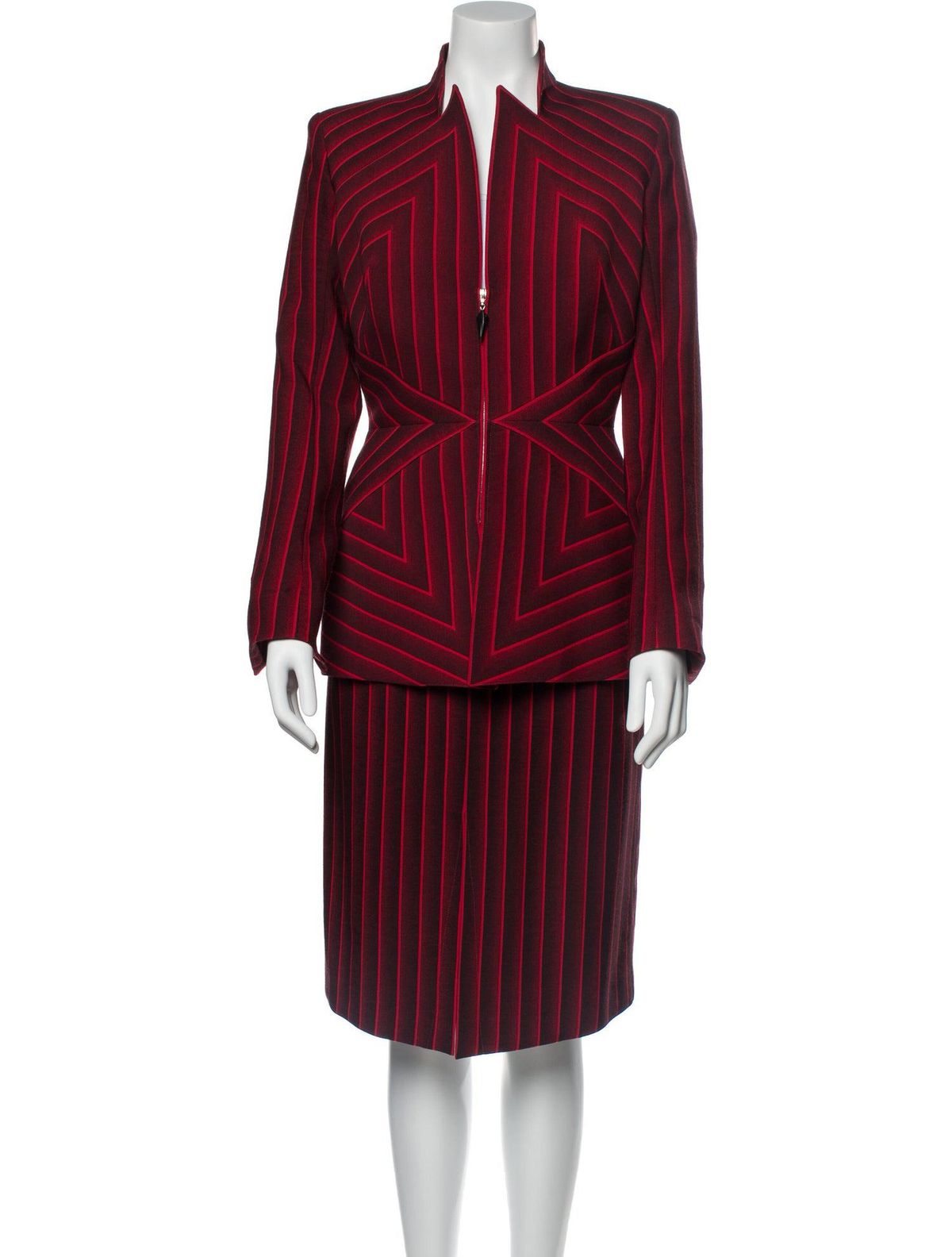 Wool Striped Skirt Suit