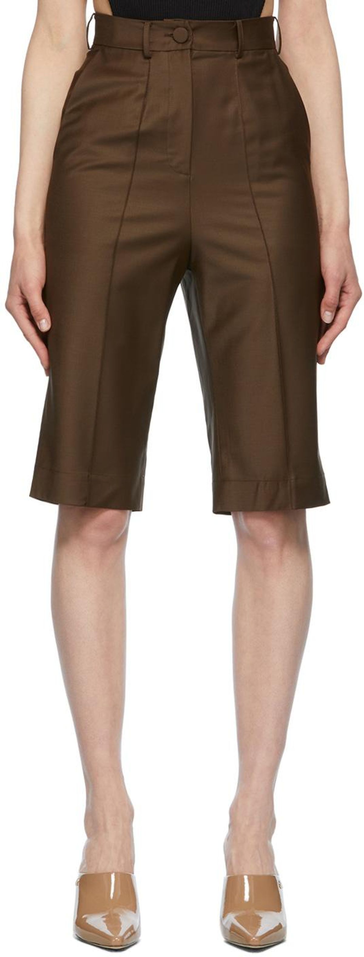 Brown Tropical Wool Shorts